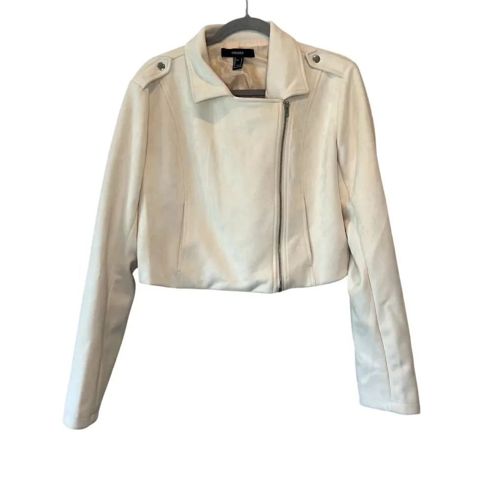 Forever 21 Women’s Jacket Size L Crop Cream Color